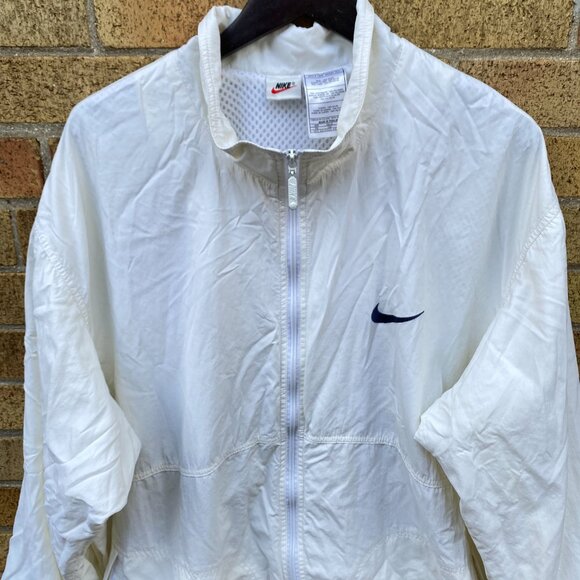 Vintage 90s Nike White Tab USA Track and Field Windbreaker Jacket White Nylon - Picture 3 of 12